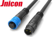 Jnicon M12 IP68は送電線のコネクターの銃剣2 Pinの黒く青い色を防水します