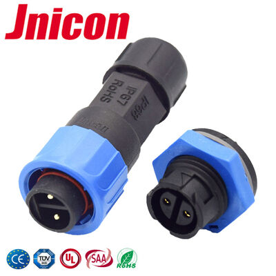 M16 IP68コネクタ 10A 2ピン円形プラスチック UL94-V0 プッシュロックコネクタ